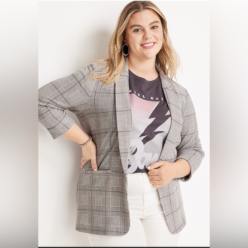 Maurices Gray Glen Plaid Versa Blazer Tailored Fit